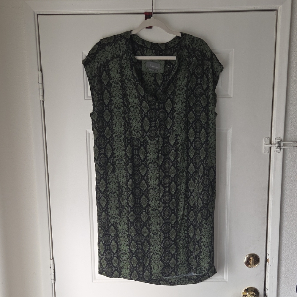 Anthropologie Snake Pattern Olive and Black Mini Dress